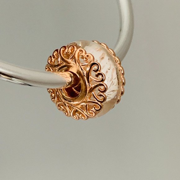 NEW Authentic Pandora Rose Gold Iridescent Murano Glass Charm 787576 - Picture 2 of 7